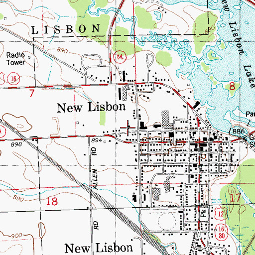 Topographic Map of Bethany Lutheran Church, WI