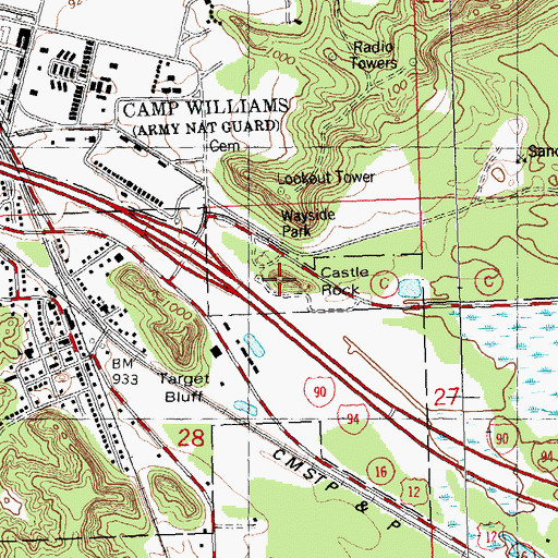 Topographic Map of Castle Rock, WI