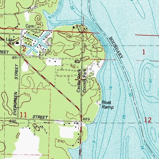 Topographic Map of Castle Rock County Park, WI