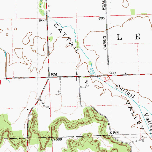 Topographic Map of Cattail Valley School (historical), WI