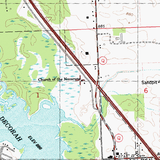 Topographic Map of Church of the Nazarene, WI