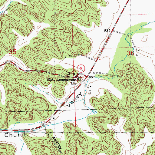 Topographic Map of East Lemonweir Lutheran Cemetery, WI