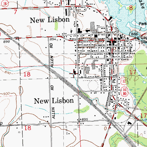 Topographic Map of First Baptist Church, WI