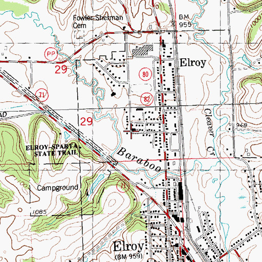 Topographic Map of Grace Lutheran Church, WI