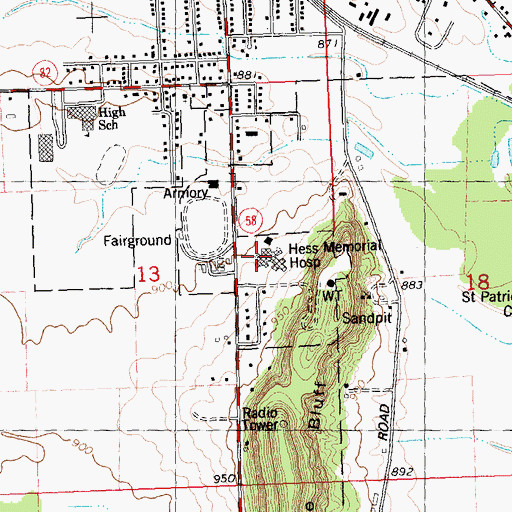 Topographic Map of Mile Bluff Medical Center, WI