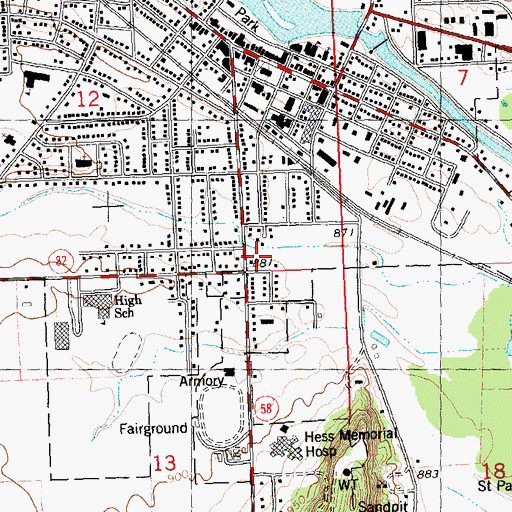 Topographic Map of Lions Park, WI