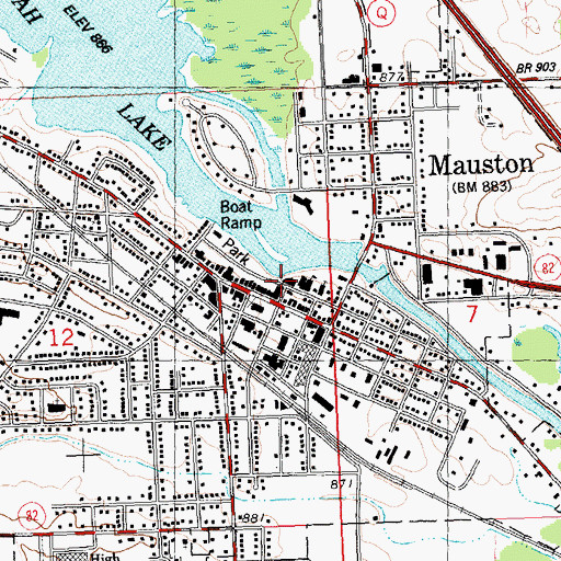 Topographic Map of Mauston City Hall, WI