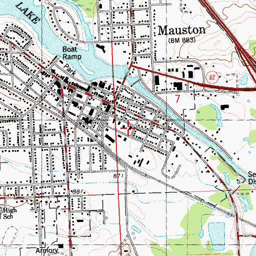 Topographic Map of Mauston Post Office, WI