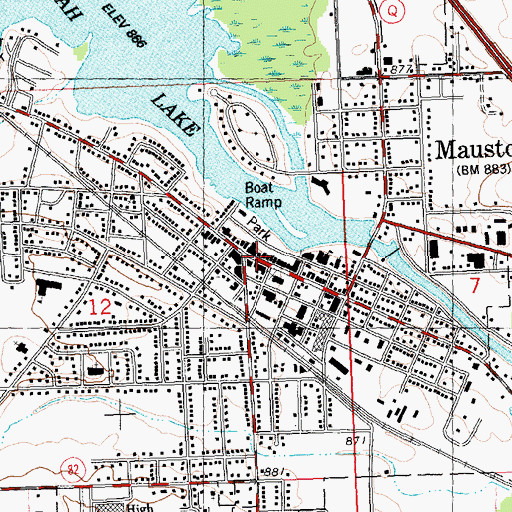 Topographic Map of Mauston Public Library, WI