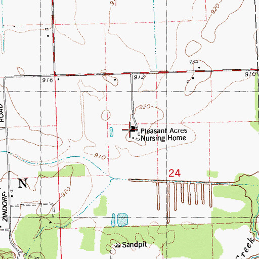 Topographic Map of Pleasant Acres Nursing Home (historical), WI