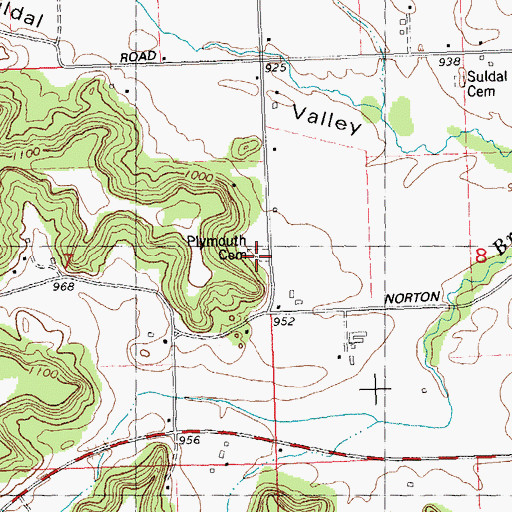 Topographic Map of Plymouth Cemetery, WI