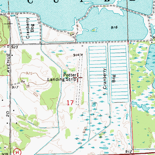 Topographic Map of Potter Landing Strip (historical), WI