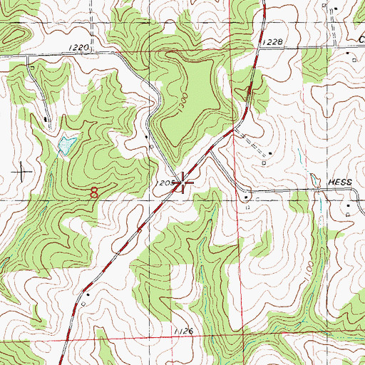 Topographic Map of Red School (historical), WI