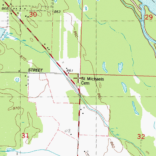 Topographic Map of Saint Michaels Cemetery, WI