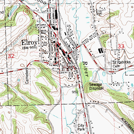 Topographic Map of Saint Patricks Catholic Church, WI