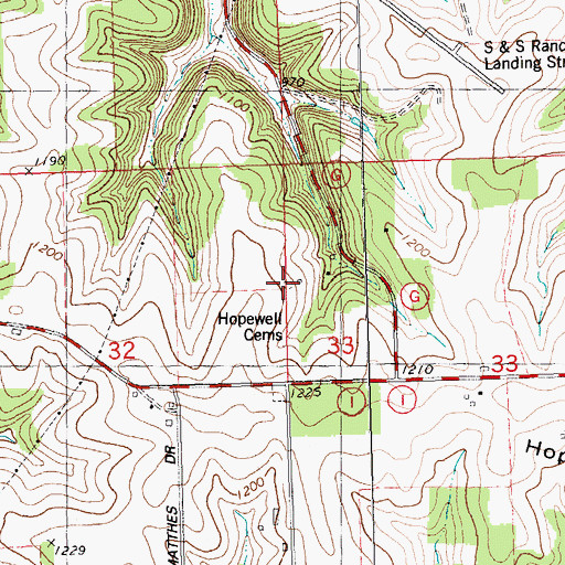 Topographic Map of Bender Cemetery, WI