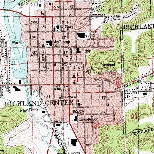 Topographic Map of Bible Baptist Church, WI