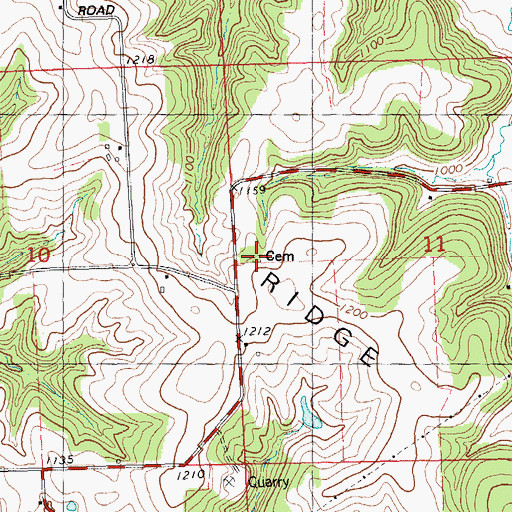 Topographic Map of Booher Cemetery, WI