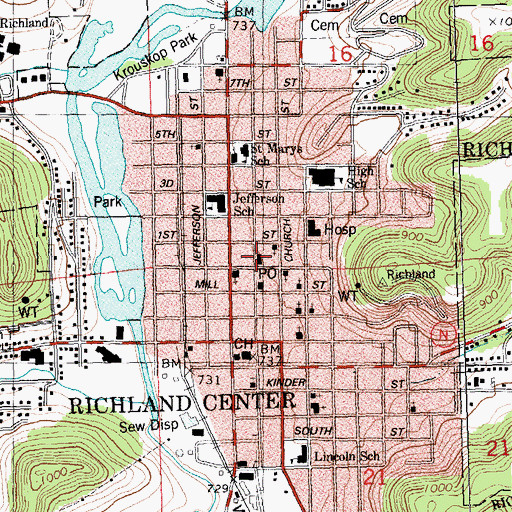Topographic Map of Brewer Public Library, WI