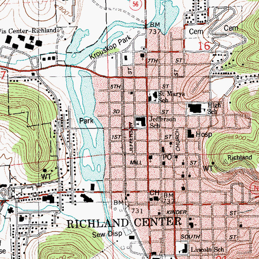 Topographic Map of Church of Christ in Christian Union, WI