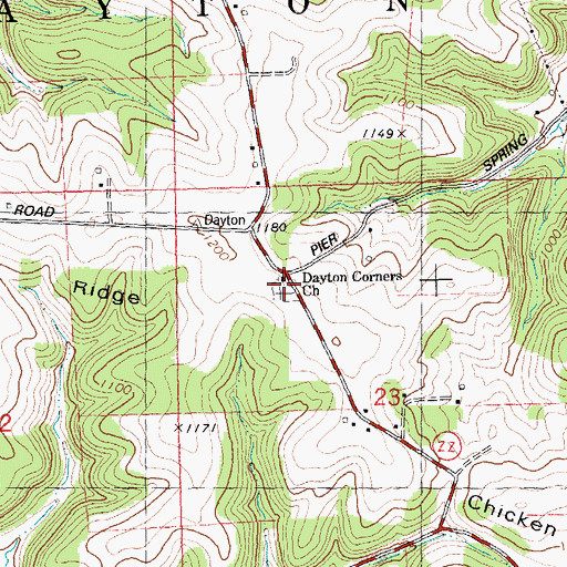 Topographic Map of Dayton Corners Cemetery, WI