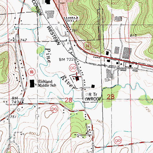 Topographic Map of Doudna Elementary School, WI