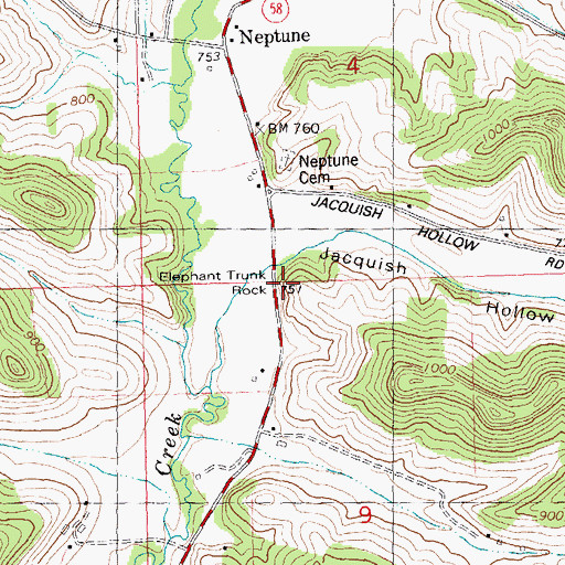 Topographic Map of Elephant Trunk Rock, WI