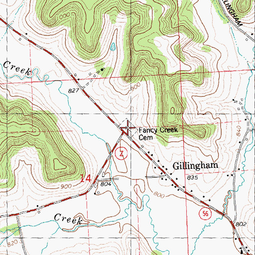 Topographic Map of Fancy Creek Cemetery, WI