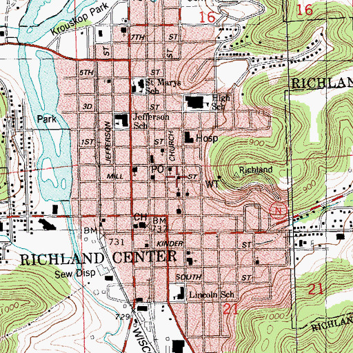 Topographic Map of First Assembly of God Church, WI