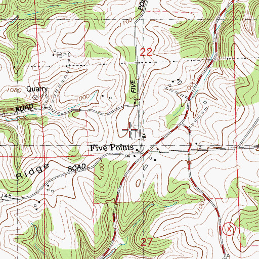 Topographic Map of Five Points Cemetery, WI