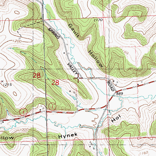 Topographic Map of Gault School (historical), WI