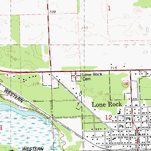 Topographic Map of Lone Rock Cemetery, WI