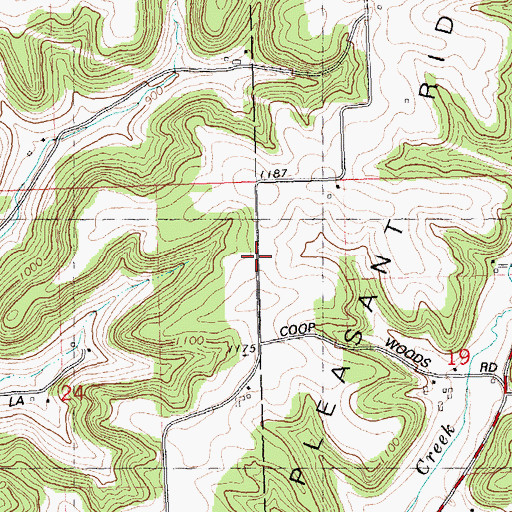 Topographic Map of Pleasant Ridge, WI
