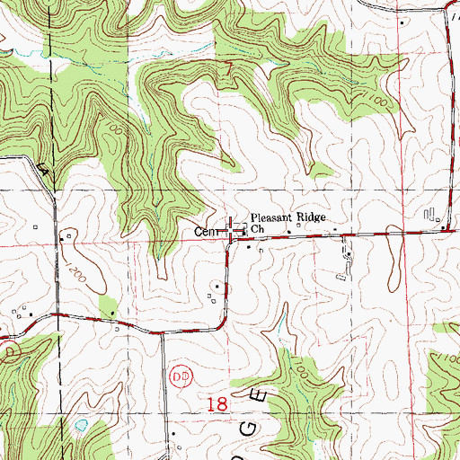 Topographic Map of Pleasant Ridge Cemetery, WI