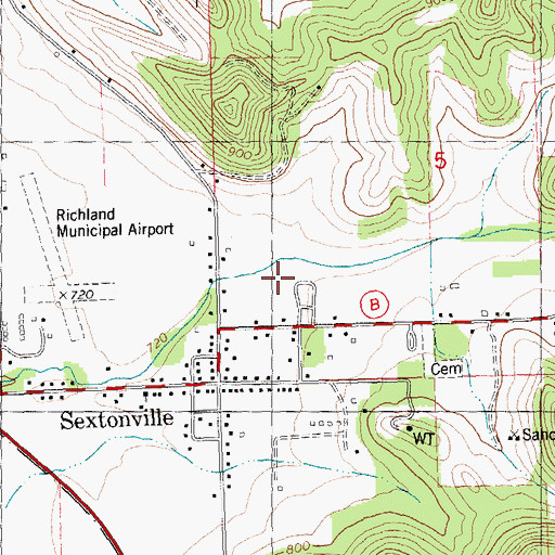 Topographic Map of Post Hollow, WI