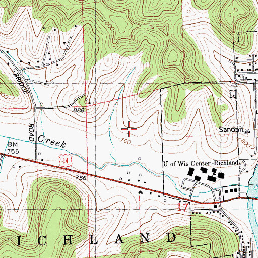 Topographic Map of Richland Center High School, WI