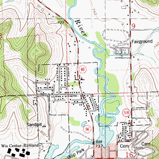 Topographic Map of Richland Christian Academy, WI