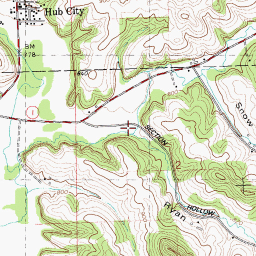 Topographic Map of Ryan Valley, WI