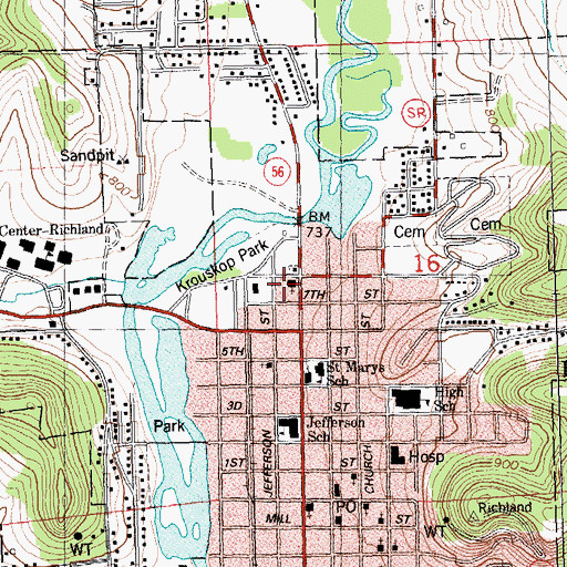 Topographic Map of Saint Lukes Lutheran Church, WI