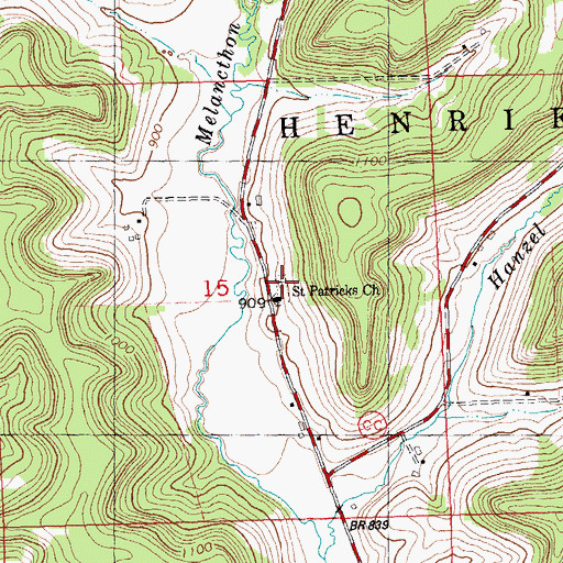 Topographic Map of Saint Patrick Lutheran Cemetery, WI
