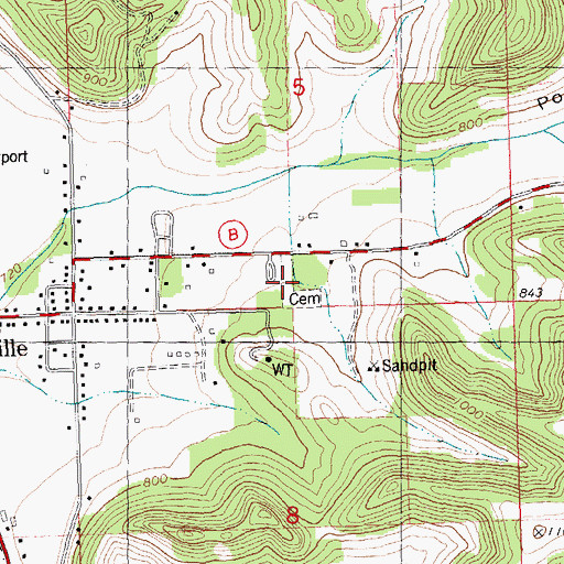 Topographic Map of Sextonville Cemetery, WI