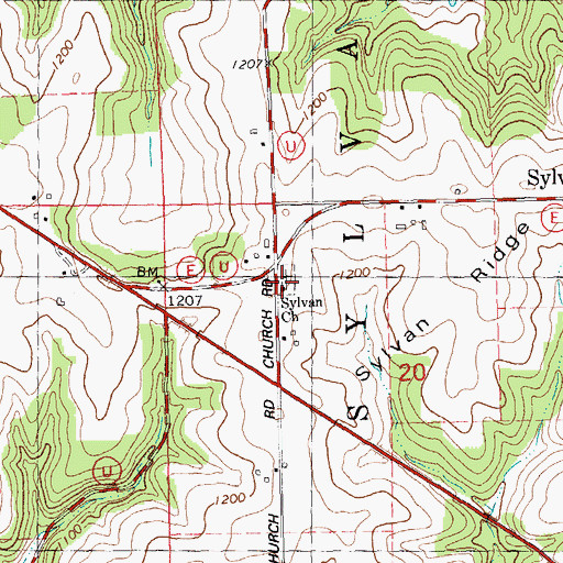 Topographic Map of Sylvan Cemetery, WI