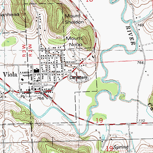 Topographic Map of Viola Cemetery, WI