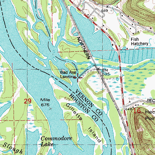 Topographic Map of Bad Axe Landing, WI