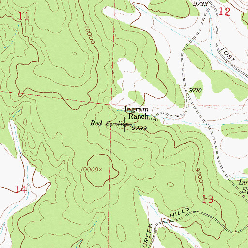 Topographic Map of Bed Spring, CO