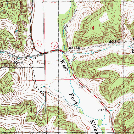 Topographic Map of Birds Creek, WI