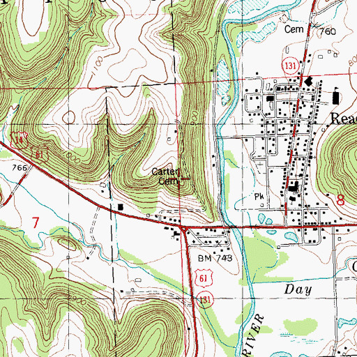Topographic Map of Carter Cemetery, WI
