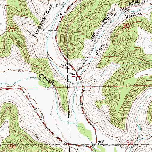 Topographic Map of Fish Valley, WI