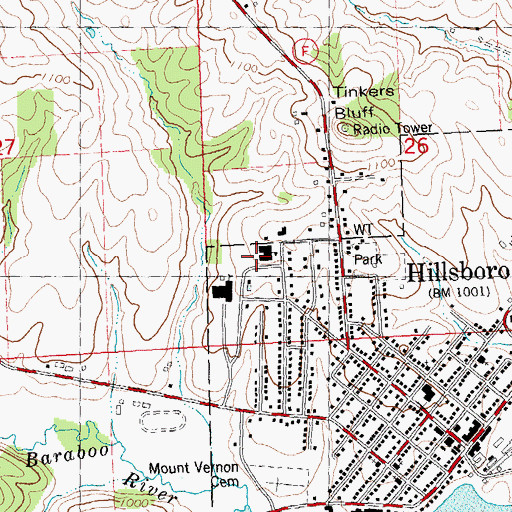 Topographic Map of Hillsboro Elementary School, WI