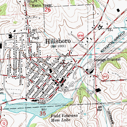 Topographic Map of Hillsboro Wesleyan Church, WI